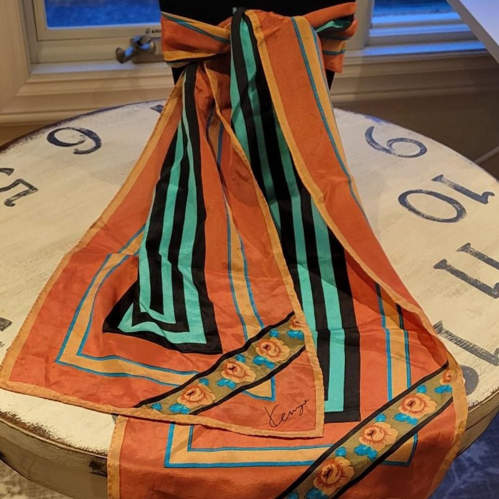 Kenzo Silk Striped Scarf